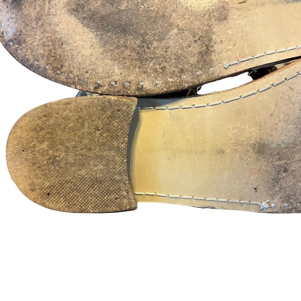Jack Rogers Jacks II Beige/Gold Leather Flat Thong Sandal Shoes Womens 10 Casual - Picture 14 of 15